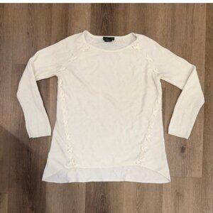 Women’s Design History White Lace-up Knit Tunic Sweater Size M